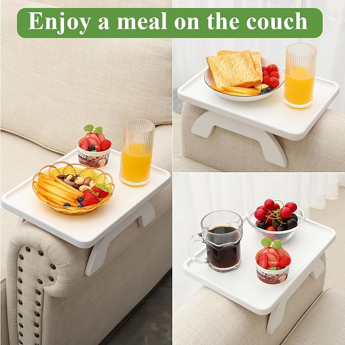 SINWANT Couch Arm Table, Bamboo Couch Arm Tray Clip on Sofa Armrest, Chair Side - Image 7