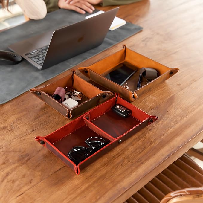 Handmade Leather Catch All Tray and Organizer - Image 7