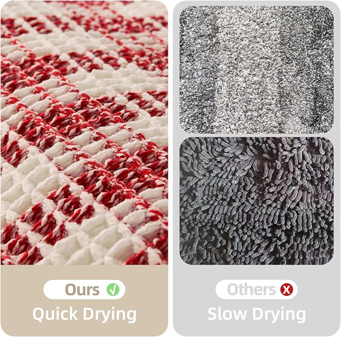Waffle Bath Mat, Boho Christmas Bathroom Rugs Non Slip Washable Absorbent - Image 6