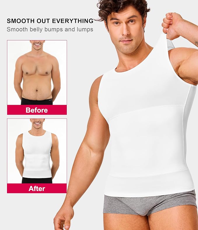 Gotoly Men Compression Shirt Shapewear Slimming Body Shaper Vest Undershirt - Image 3