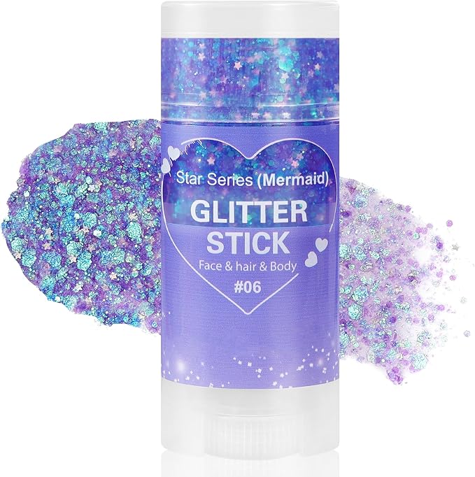 Mysense Purple Body Glitter Stick, Mardi Gras Accessories, Sparkling Face Hair by Mysense