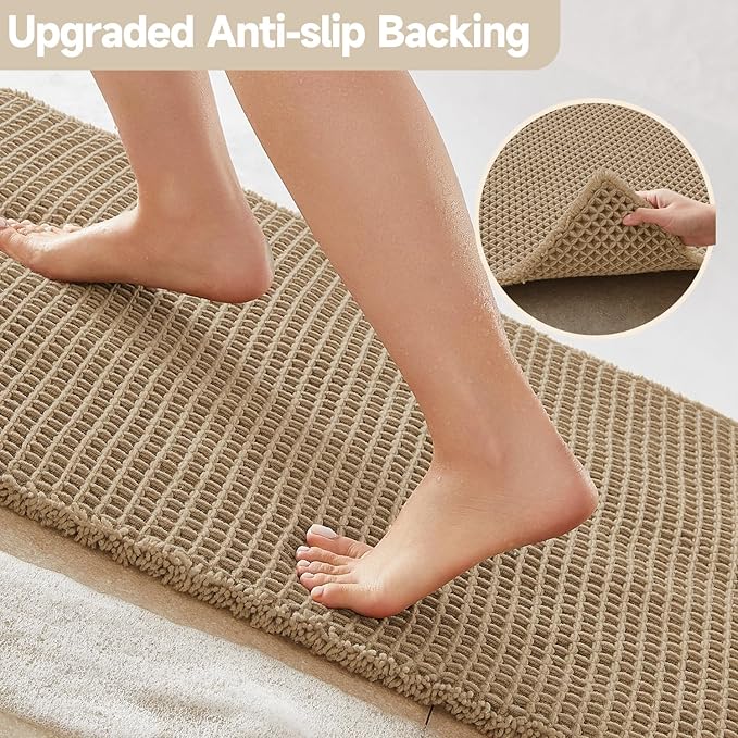 Waffle Bath Mat, Boho Bathroom Rugs Non Slip Washable Super Absorbent Quick Dry - Image 4