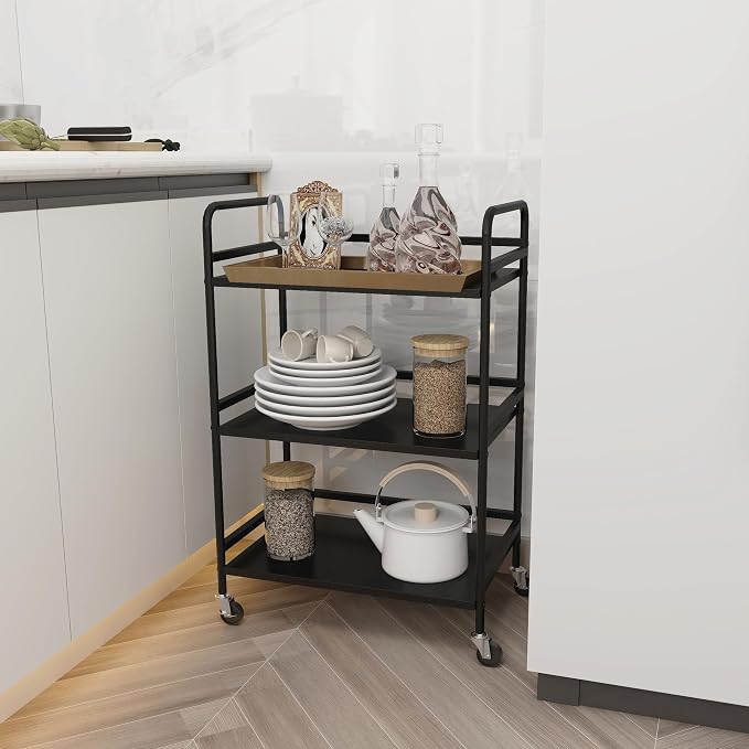 DCLRN 3 Tier Rolling Cart, Storage Organizer Cart, Rolling Metal Organization - Image 6