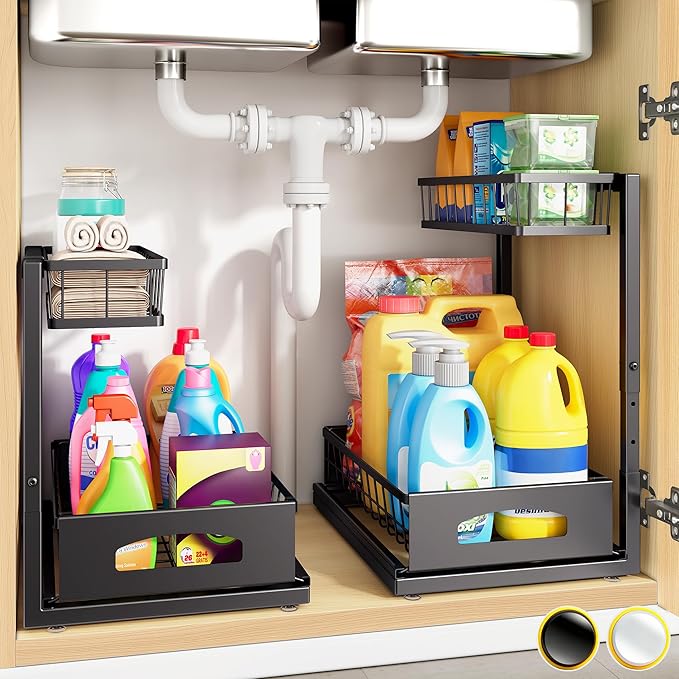 Under Sink Organizer, 2 Pack Height Adjustable Cabinet Organizer - Image 9