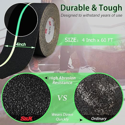S&X Anti Slip Tape 4 Inch x 60 Ft, 2X Longer Heavy Duty Grip Tape - Image 3