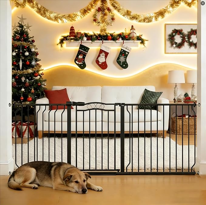 Extra Wide Baby Gate 67.3-81.1 Inch, Pressure Mounted Dog Gate Indoor, Walk by Mornyray