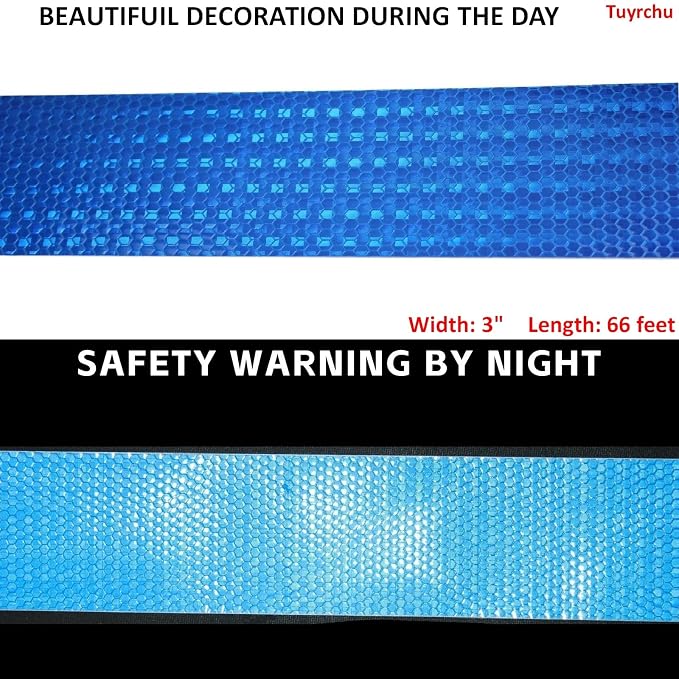 Blue Reflective Tape Outdoor Waterproof 3 inch, High Visibility Hazard - Image 3