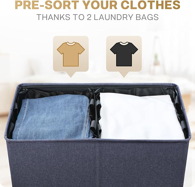 SOLEDI Large Double Laundry Hamper - Field & Grace