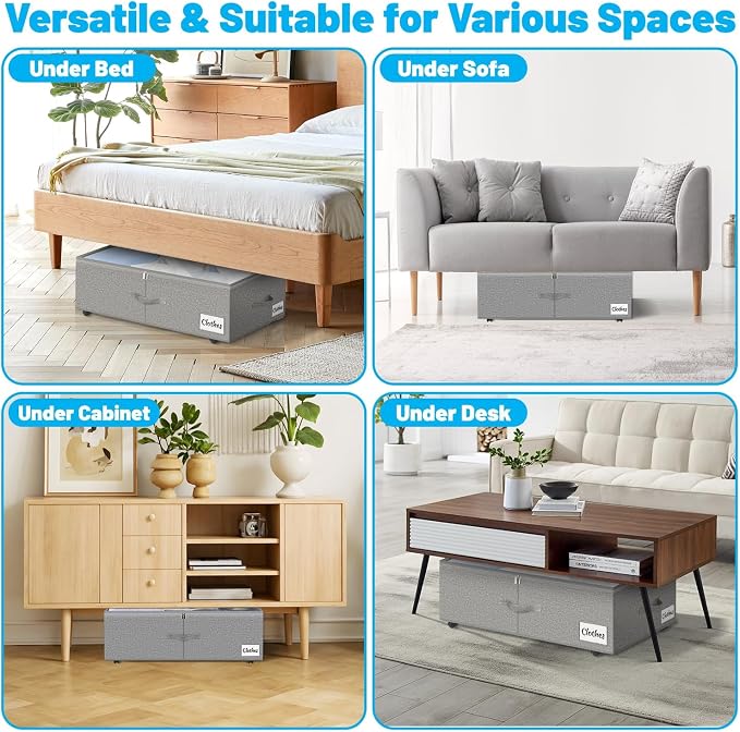Under Bed Storage with Wheels, Quick Assembly Underbed Shoe Storage Containers - Image 7