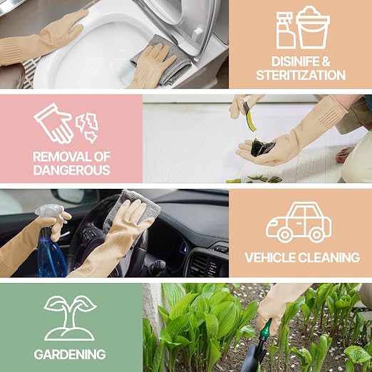 Mamison 2 Pairs Reusable Waterproof Household Dishwashing Cleaning Rubber Gloves - Image 5