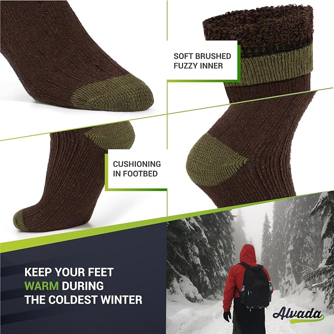 Alvada Warm Thermal Wool Socks for Winter Moisture Wicking and Breathable Cozy - Image 4