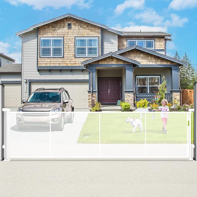 160" Retractable Baby Gate Extra Wide, Mesh Gate Long Child Gate Pet Gate by Dueelala