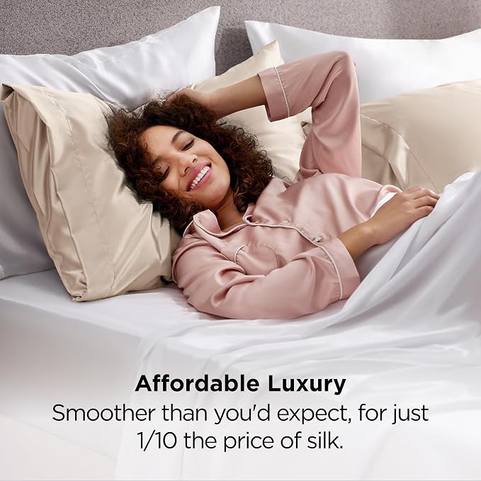 Bedsure Satin Pillowcase 2 Pack Similar to Silk Pillow Cases Standard Size - Image 5