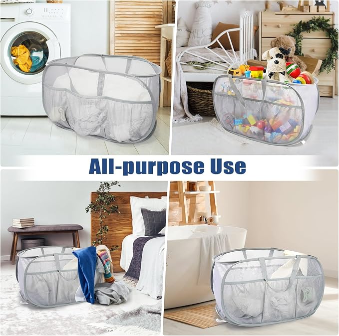 2 Pack Collapsible Laundry Baskets, Upgrade Pop Up Laundry Hamper - Image 7