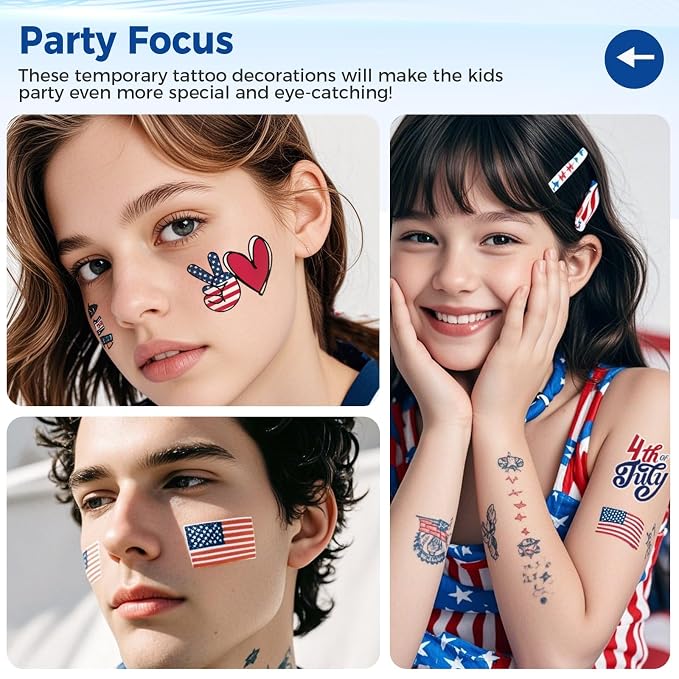 4th of July Temporary Tattoos - Image 4