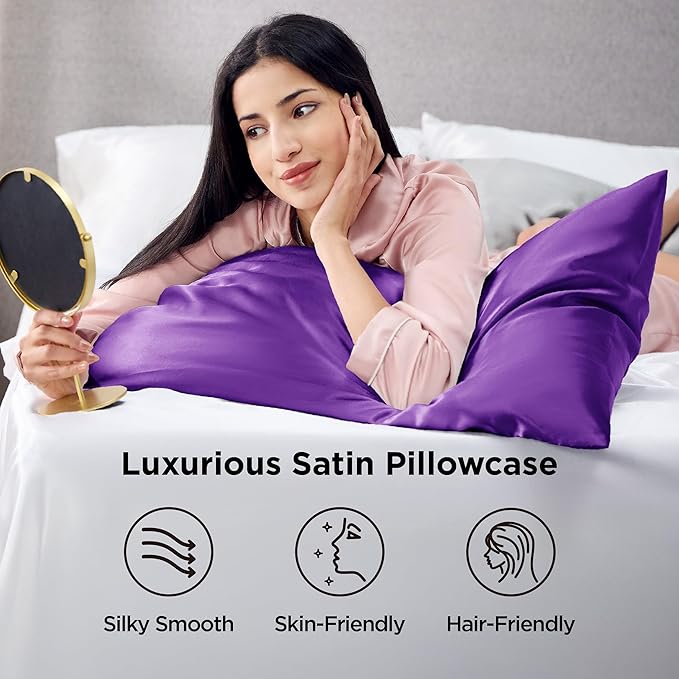 Bedsure Satin Pillowcases, Similar to Silk Pillow Cases Queen Size Set of 2 - Field & Grace
