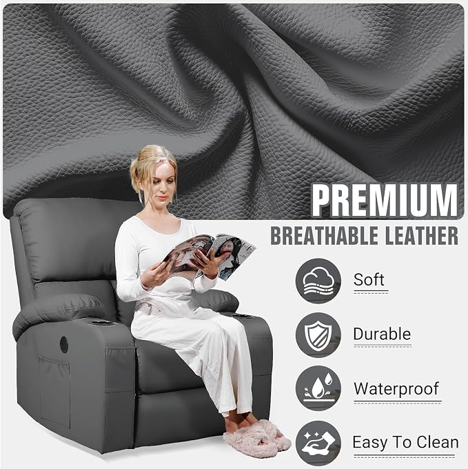 LEVELEVE Rocking Recliner Chair, Massage Rocker Recliner Chair - Image 5