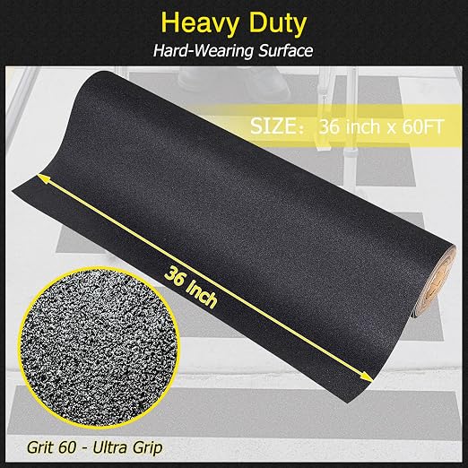 S&X Anti Slip Tape 36 Inch x 60 FT Roll, Ultimate Non-Slip Skid Grip Tape - Image 2