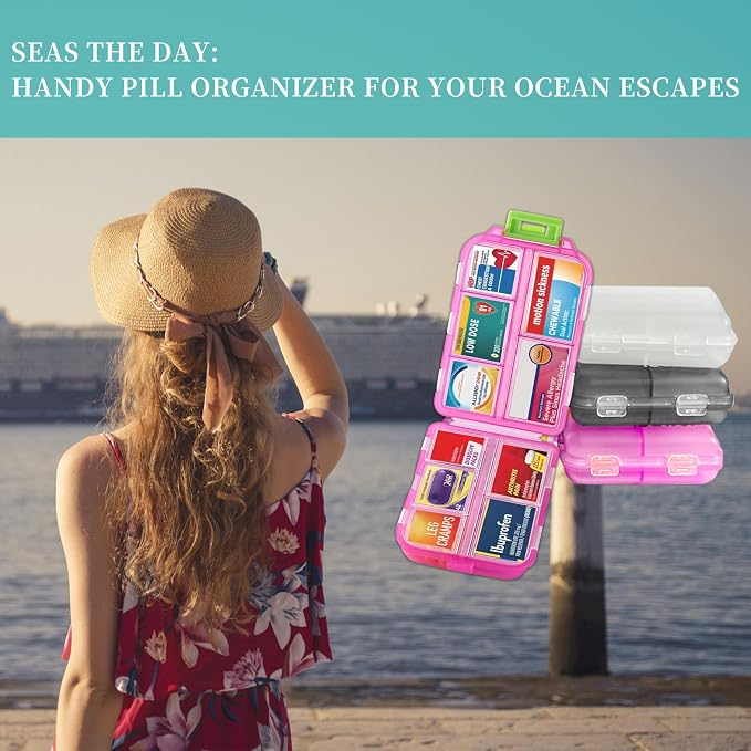 Pill Organizer with Medicine Labels, Travel Daily Pill Container, Mini - Image 4