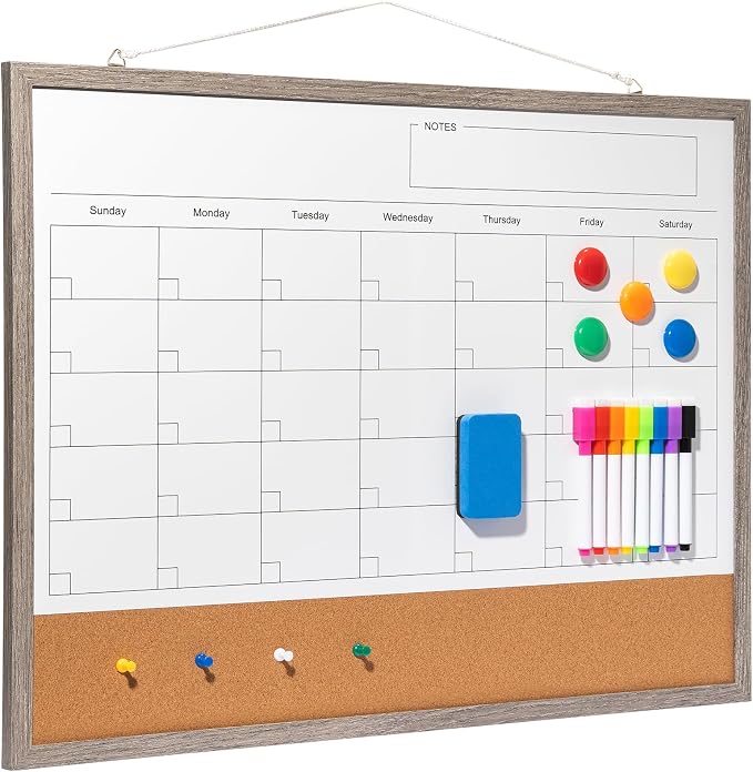 Dry Erase Calendar Whiteboard, Reusable Monthly Planner by Cazeyoo