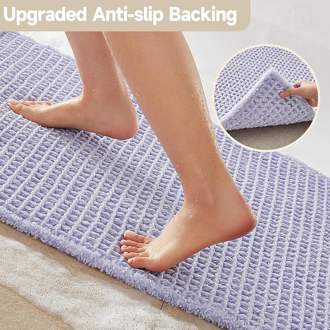 Waffle Bath Mat, Boho Bathroom Rugs Non Slip Washable Super Absorbent Quick Dry - Image 4