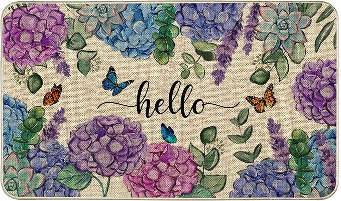Welcome Spring Door Mat Hydrangea Flowers Doormat Indoor Outdoor Entrance by Unknown