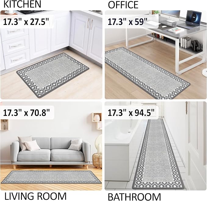 Grey Cushioned Kitchen Mat Anti Fatigue Kitchen Rugs, Heavy Duty Non-Skid - Image 7