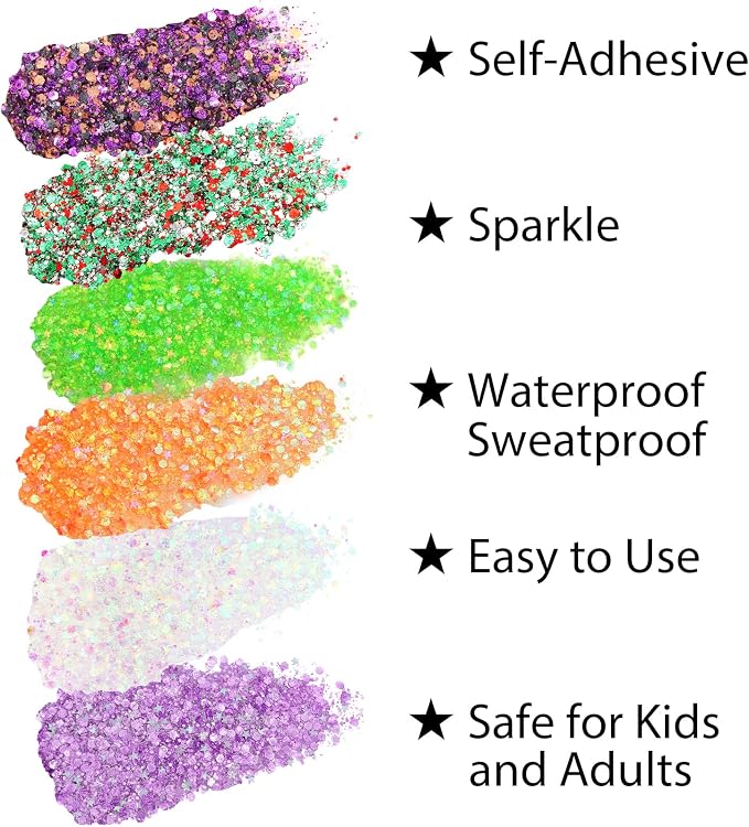 Mysense Orange Body Glitter Stick, Face Hair Glitter Gel - Image 3