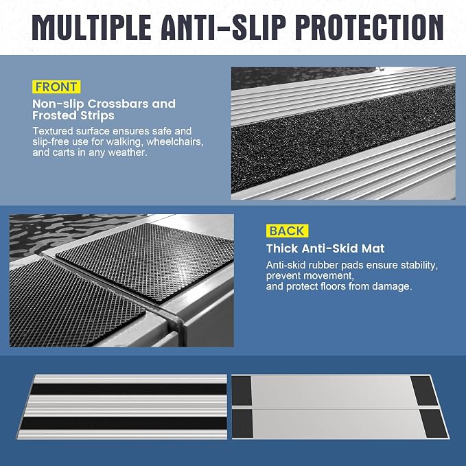 2" Rise Modular Threshold Ramp for Doorways, Stable Wheelchair Ramp for Home - Image 3