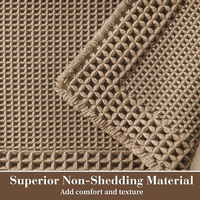 RESARE Waffle Bathroom Runner Rugs, Super Absorbent Bath Mat Non Slip Washable - Image 2