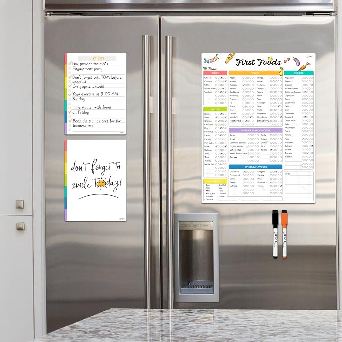 Newborn Baby or Toddler First Foods Tracker Whiteboard-Magnetic Dry Erase Daily - Image 7