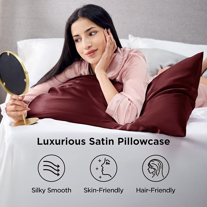 Bedsure Satin Pillowcases, Similar to Silk Pillow Cases Queen Size Set of 2 - Field & Grace