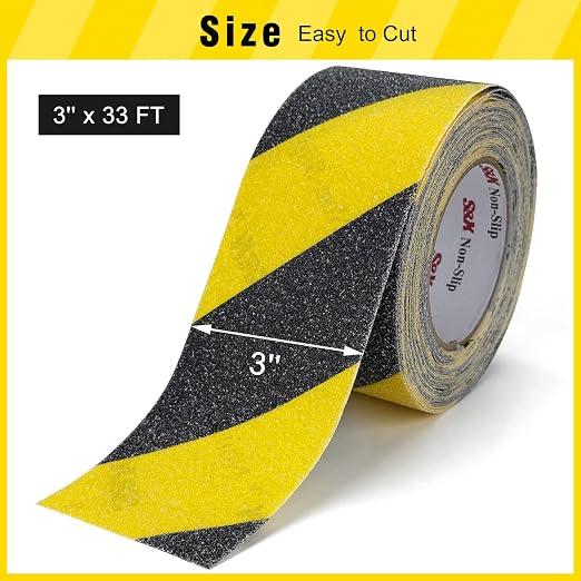 S&X Black/Yellow Anti Slip Tape 3" x 33 FT, Heavy-Duty Grip Tape - Image 6