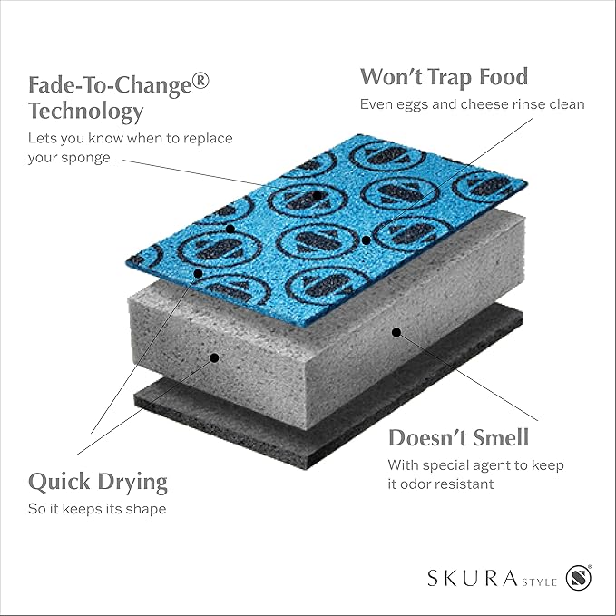 Skura Style Smart Kitchen Dish Sponges | Odor Free Non-Scratch Scrub Pad | - Field & Grace