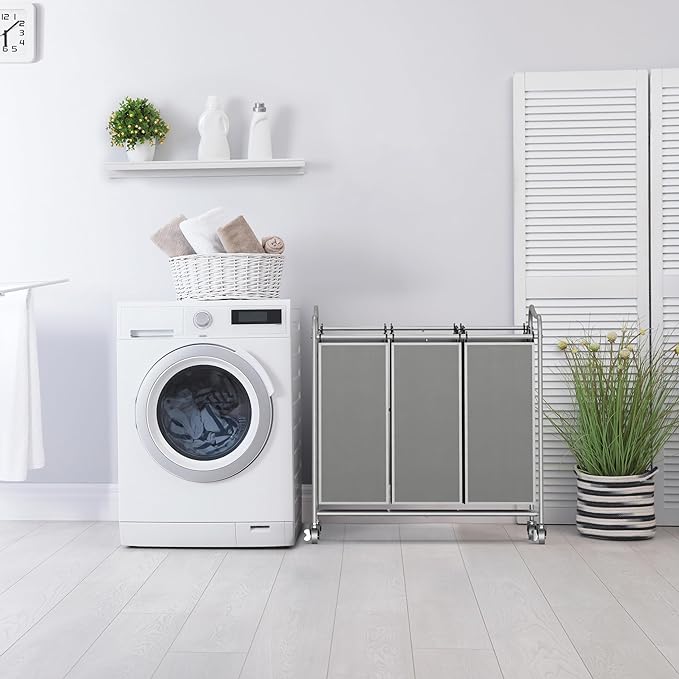 Simple Houseware Heavy-Duty 3-Bag Laundry Sorter Cart - Image 2