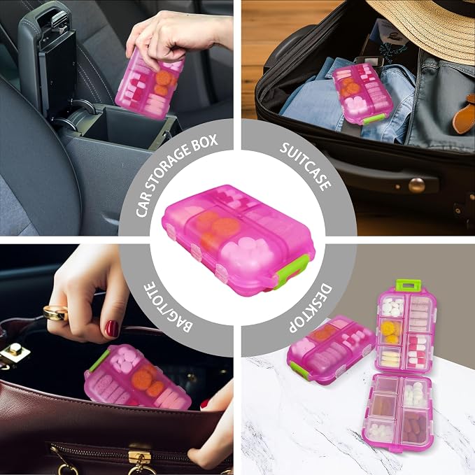 Pill Organizer with Medicine Labels Travel Daily Pill Container Mini Medication - Image 3