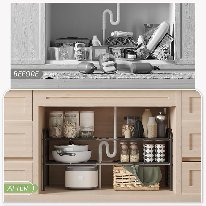 NETEL Under Sink Organizers and Storage, 2 Tier Expandable Under Cabinet - Image 5