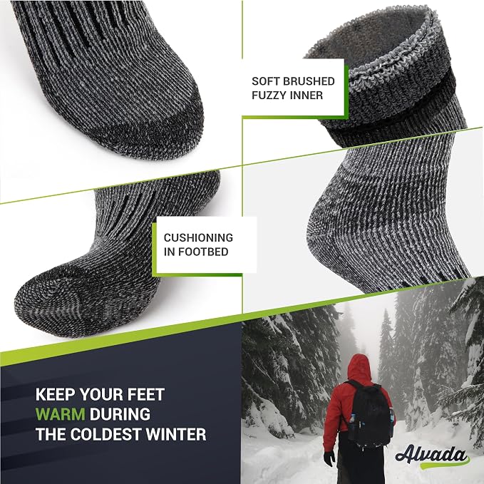 Alvada Warm Thermal Wool Socks for Winter Moisture Wicking and Breathable Cozy - Image 3