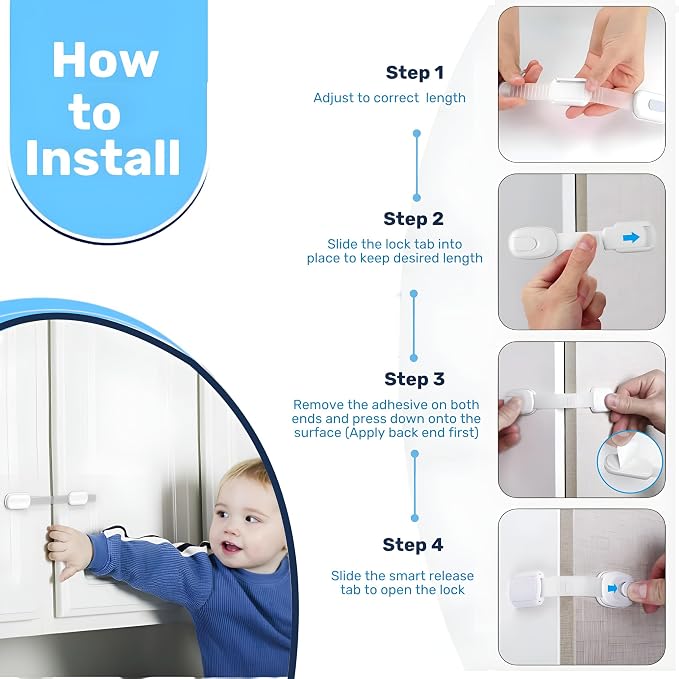 3M Adhesive Child Safety Strap Locks by Baby Proof Me, Baby Latches - Image 4