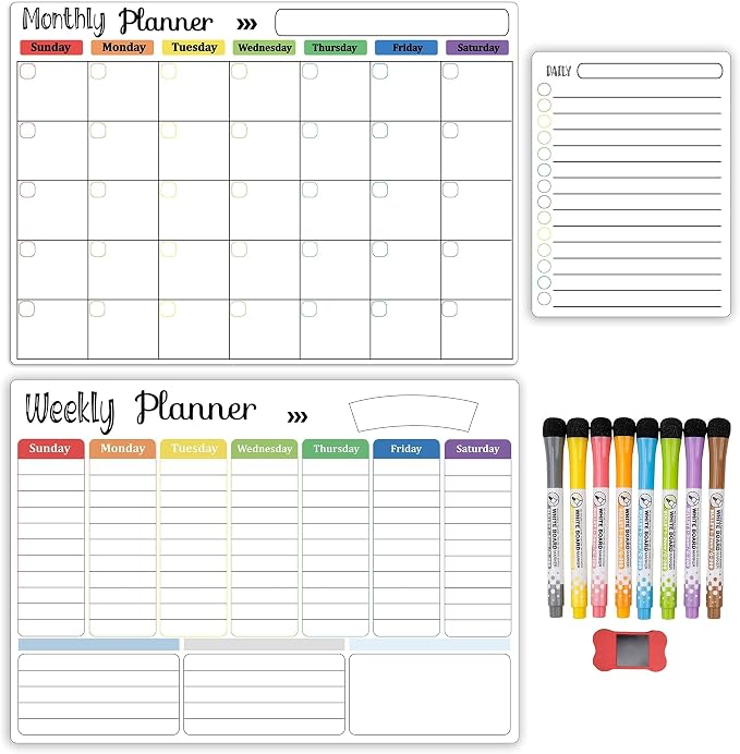 Hivillexun Magnetic Dry Erase Calendar Whiteboard Set - Field & Grace