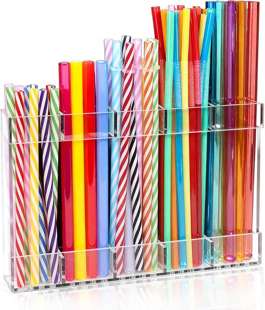 New Upgrade 9.5" Large Acrylic Straw Holder by NTIERA