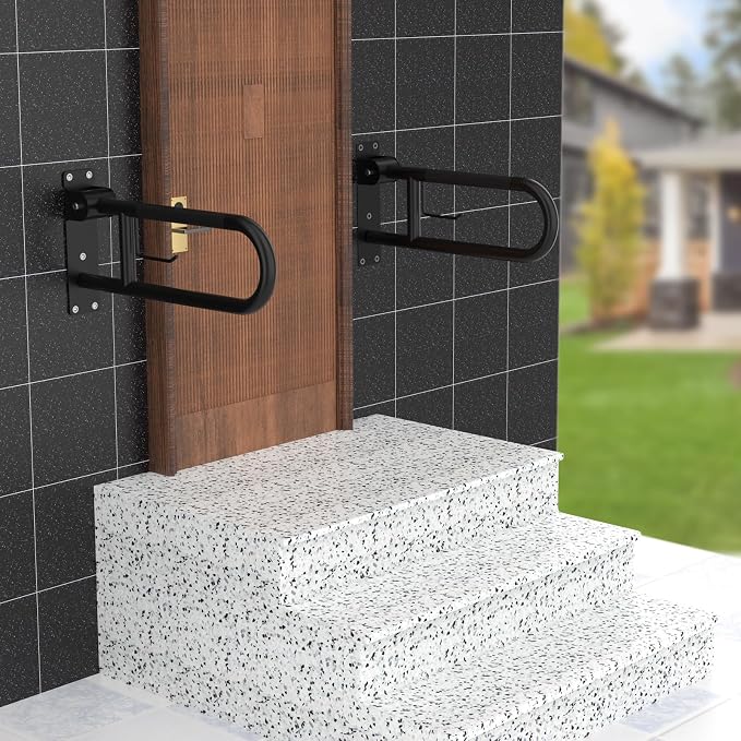 Toilet Grab Bar 22.4 Inch Black, Munzong Anti-Slip Handicap Grab Bars - Image 6