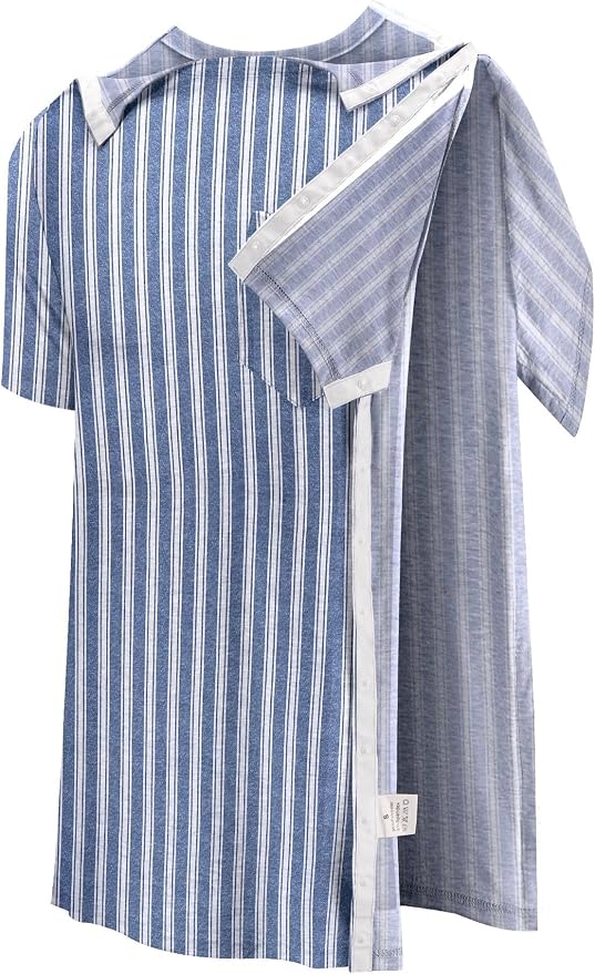 Poriff Men's Post Shoulder Surgery Recovery Shirts Full Tear Away Short Sleeve - Image 2