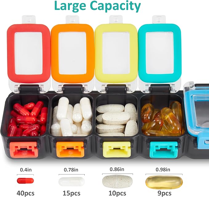 Fullicon Weekly Pill Organizer 7 Day Ultra Moisture and Spill Proof Daily Pill - Image 3