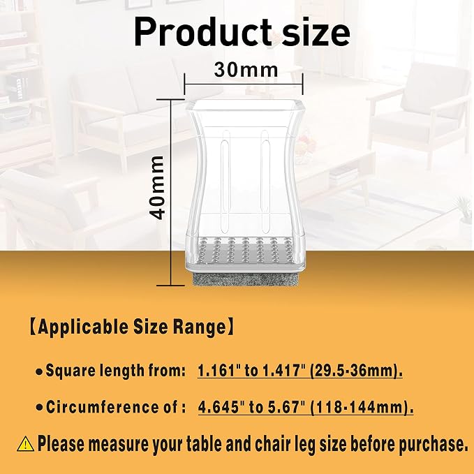 Square Chair Leg Protectors for Hardwood Floors, 1 1/4 Inch - Image 2