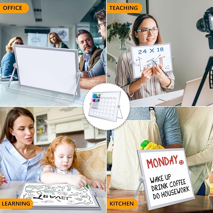 Dry Erase White Board, 16X12IN Magnetic Desktop Whiteboard Calendar - Image 8