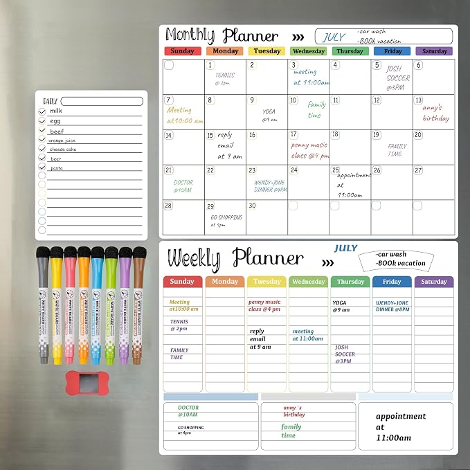 Hivillexun Magnetic Dry Erase Calendar Whiteboard Set - Field & Grace