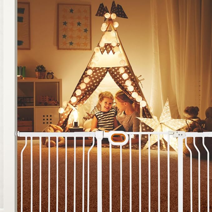 owlie Baby Gate with Door 66-75 Inch, Extra Wide Stair Gates - Image 5