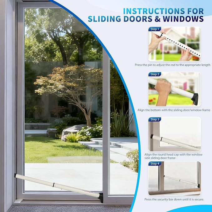 2025 Upgraded 2-in-1 Door Security Bar, Door Stoppers, Adjustable Heavy Duty - Image 6