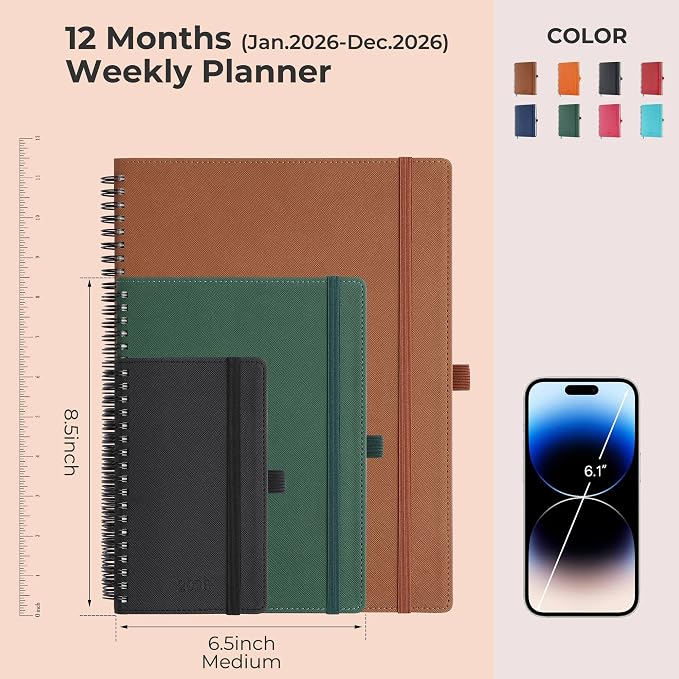 Planner 2026 Daily Weekly and Monthly, 12 Months Spiral Bound Calendar Agenda - Image 2